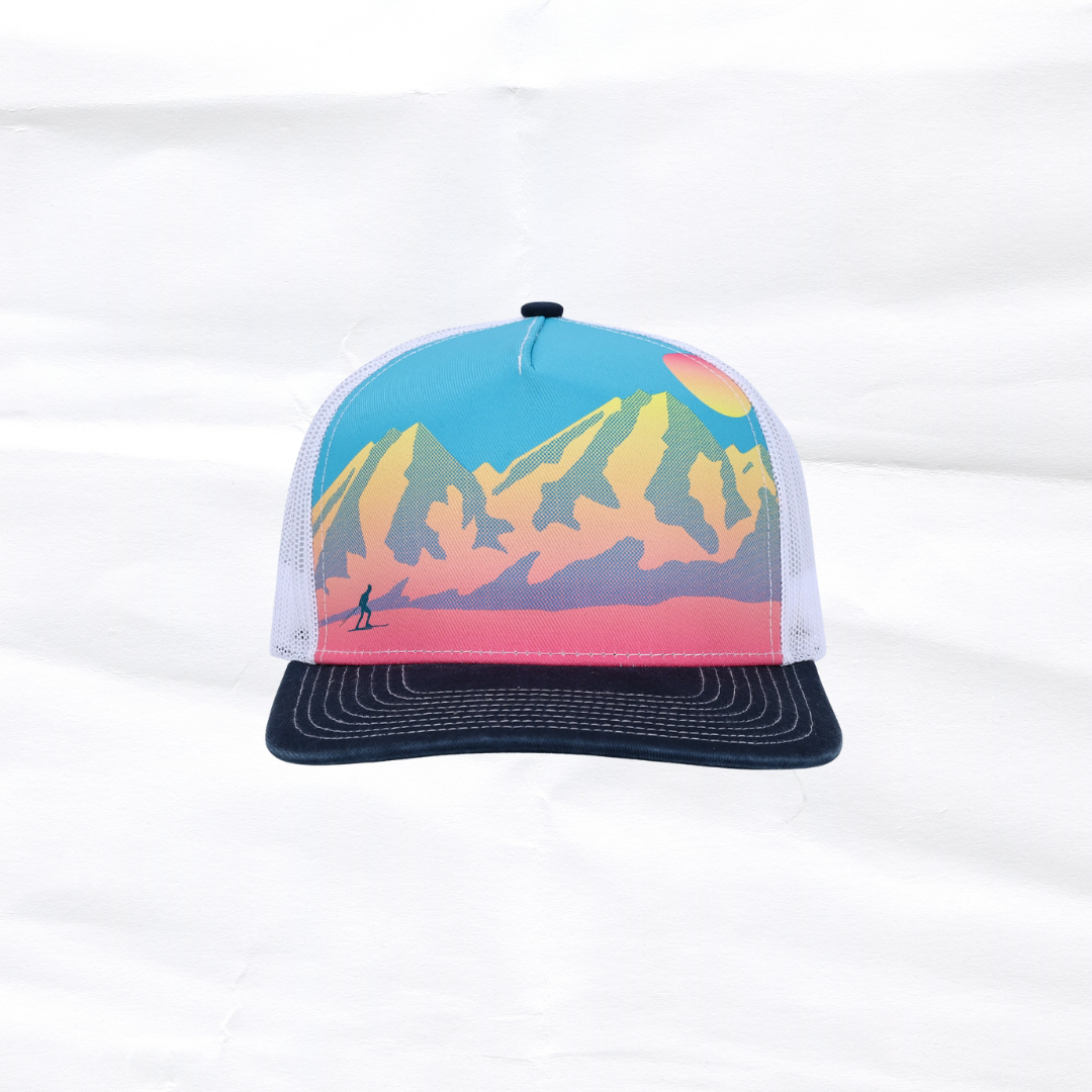 Sunset Skier Trucker image 0